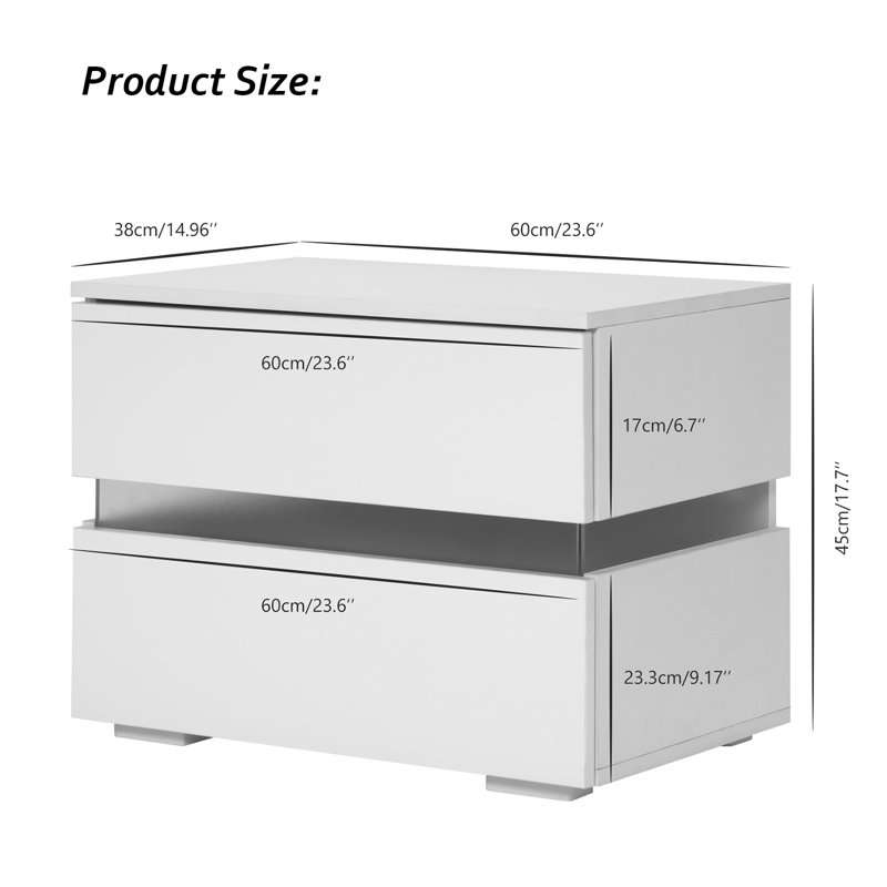 Table de chevet 2 tiroirs Bondi, Blanc