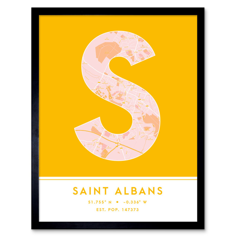 Saint Albans England United Kingdom City Map - Single Picture Frame Typography