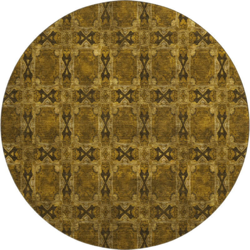 Premium Machine Washable Cerrito AMF564 Chocolate Rug, Round 8'