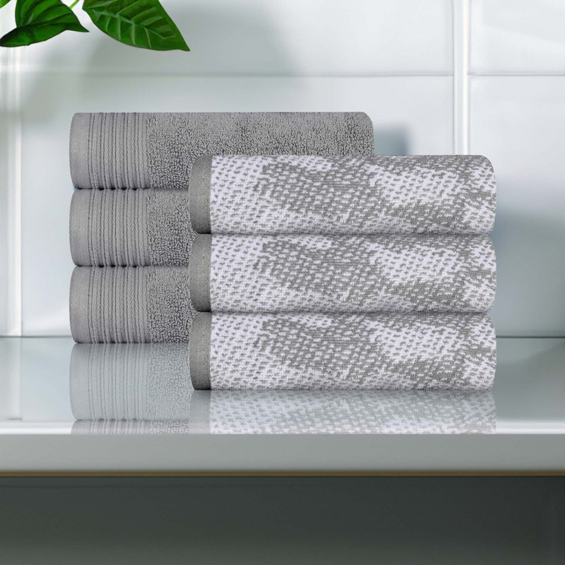 Essuie-mains en marbre massif 100% coton 500 g / m² à séchage rapide Kreager 500 g / m², Gris, Essuie-mains - paquet de 6