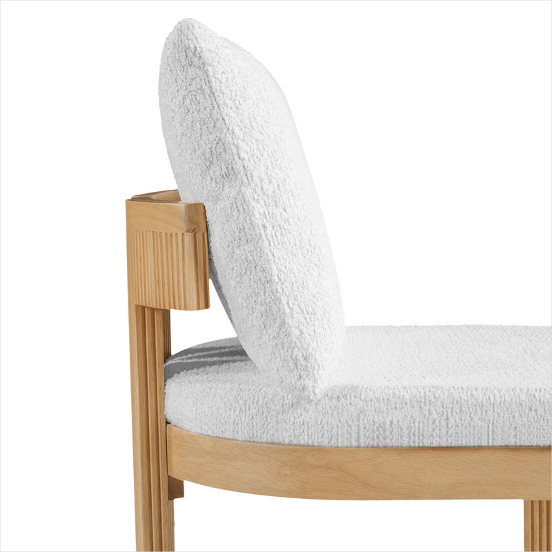 Ensemble de 2 chaises d'appoint rembourrées, tissu Boucle, structure en bois d'hévéa, lin beige, pour la cuisine et la salle à manger