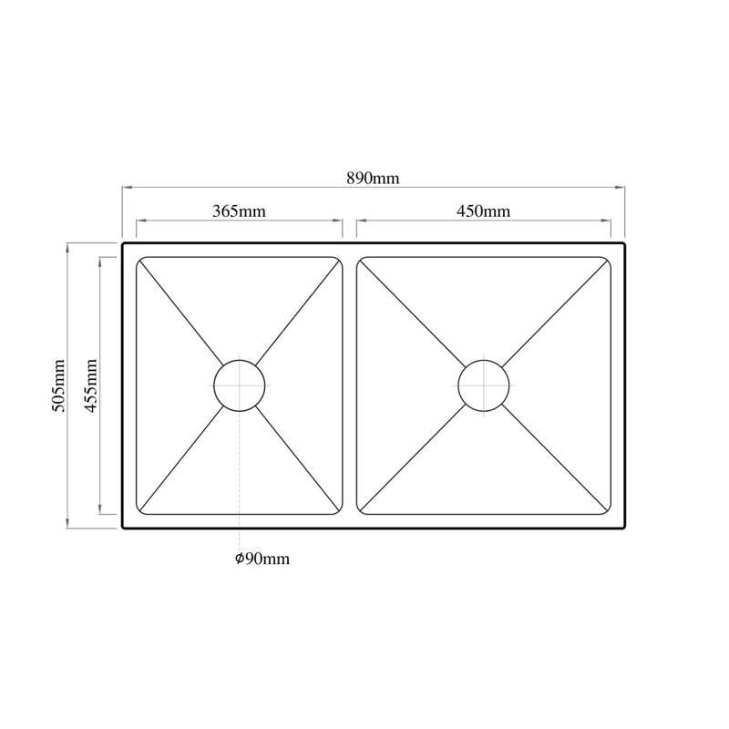 Belfry Kitchen Myrick 505mm W Double Bowl Stainless Steel Kitchen Sink 0