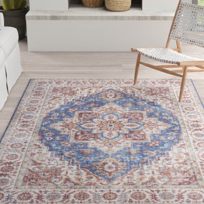 Anthea Tufted Plum Red/Jeans Blue Rug