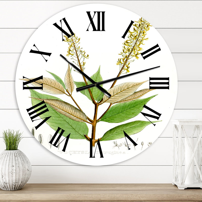 Plante brésilienne rétro V - horloge murale traditionnelle, Surdimensionné