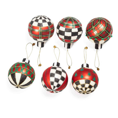 Tartan 6 Piece Ball Ornament Set