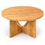 Table basse ronde 32,3 po, table basse Mid-Century, finition chêne, pieds en bois massif uniques