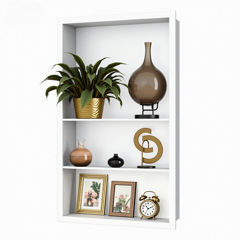 Armoire de rangement encastrée en métal, H 25,6 po x l 15,6 po x P 3,9 po, Blanc
