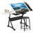 Craft and Drawing Table Workstation with Stool, Drafting Table with Slide-Out Tabletop and Drawers