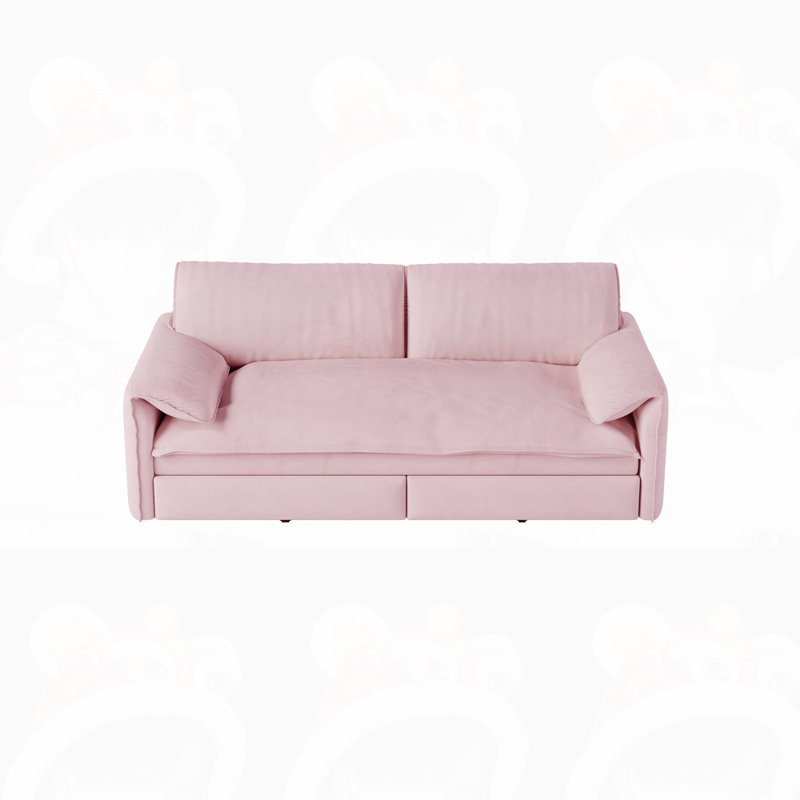 Causeuse-lit en velours multifonctionnel, Rose