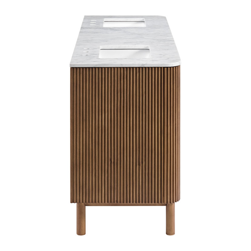 Kensington 72" Bathroom Vanity in Fluted Birch, Brown Reeded Birch