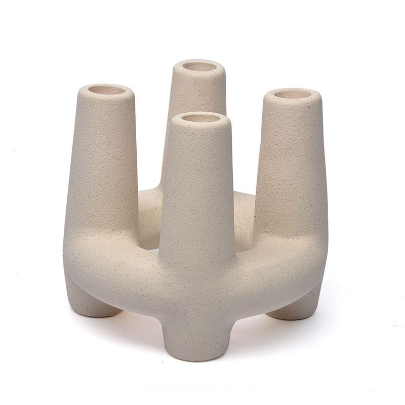 Ceramic Four Branch Tabletop Candleabra