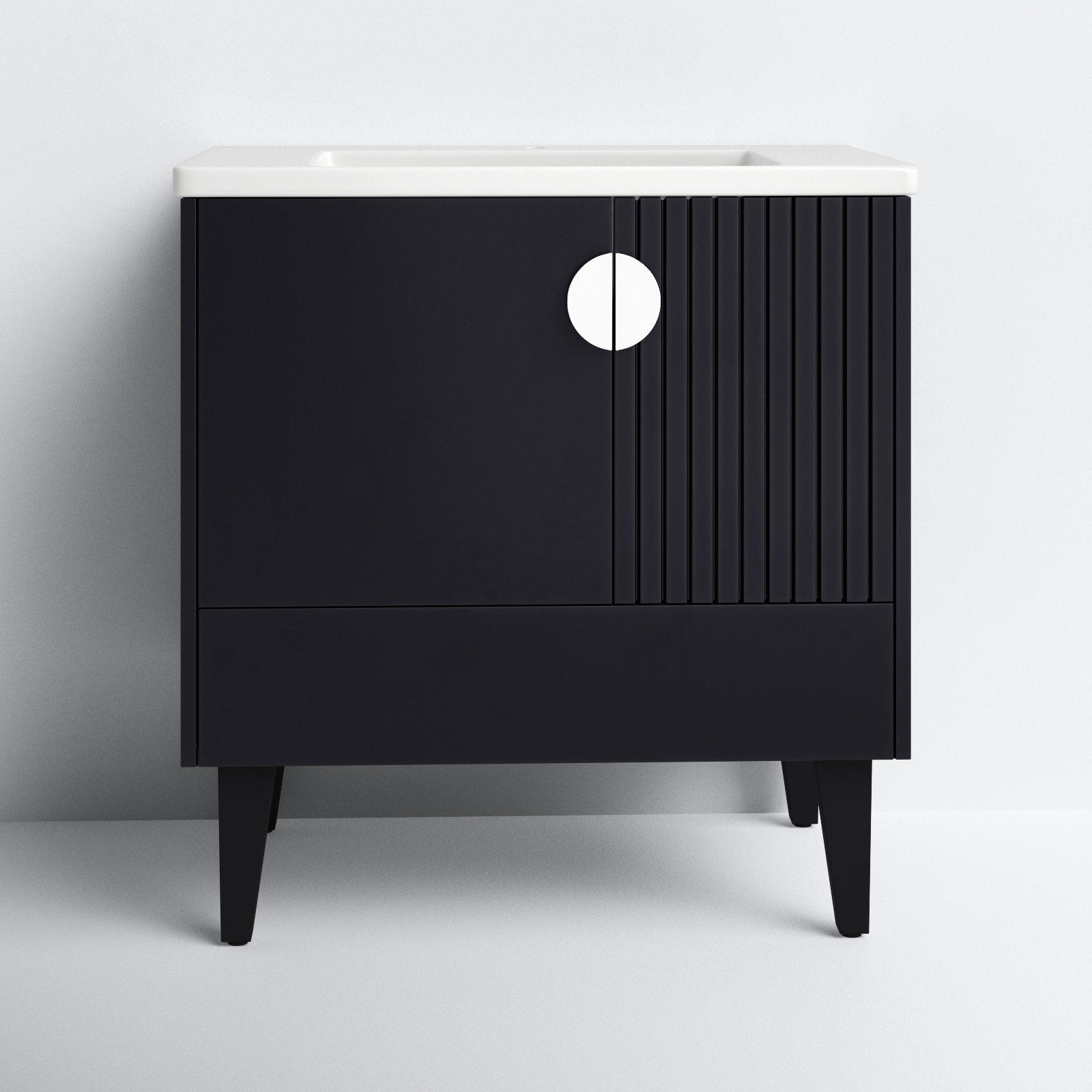 Saimah 30'' Single Bathroom Vanity, Polished Chrome, Black