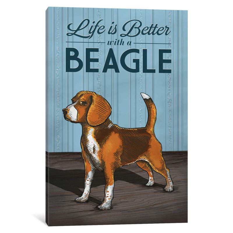 Life Is Better With A Beagle by Lantern Press - Wrapped Canvas Print, 66.04 cm H x 45.72 cm W x 1.91 cm D