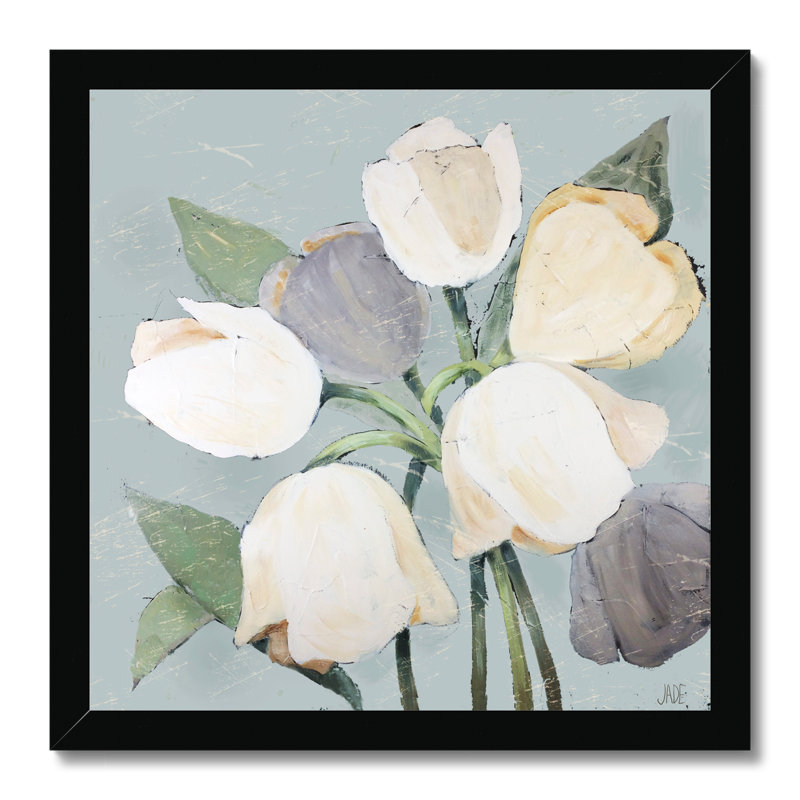 French Tulips I by Jade Reynolds - Painting, 34cm H x 34cm W, Black Framed Paper Print