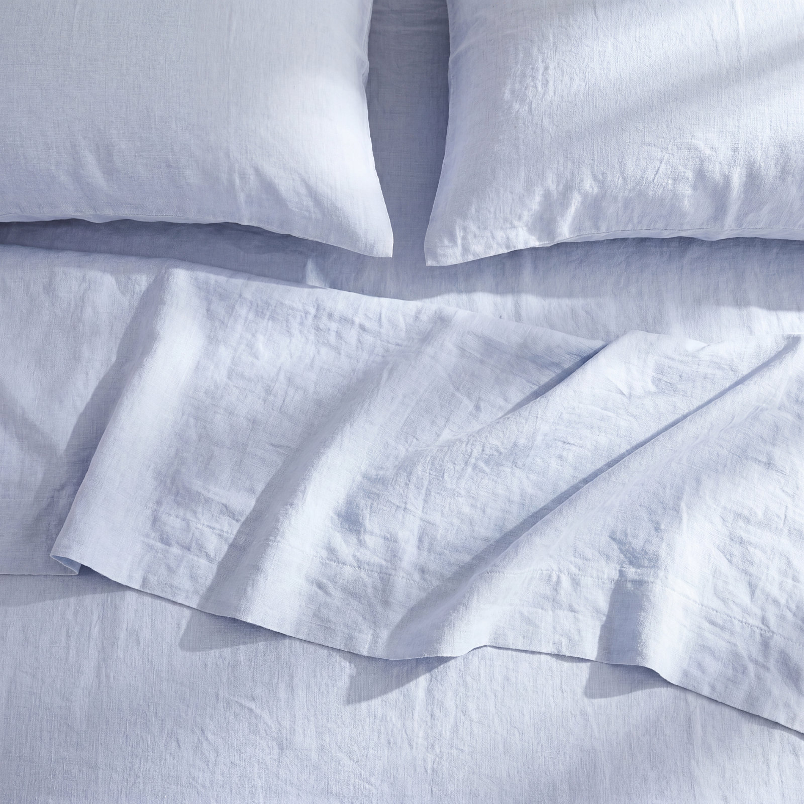 100% Linen Sheet Set, Blue, Twin Sheet Set with 1 Pillowcase