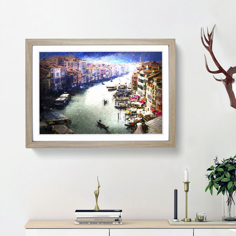Grand Canal in Venice Italy - Picture Frame Painting Print, Oak Framed, 48cm H x 65cm W x 2cm D