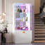 Armoire bar 71 po en verre avec éclairage à DEL RVB et capteurs de mouvement, armoire de rangement verrouillable à 3 niveaux-1291438183