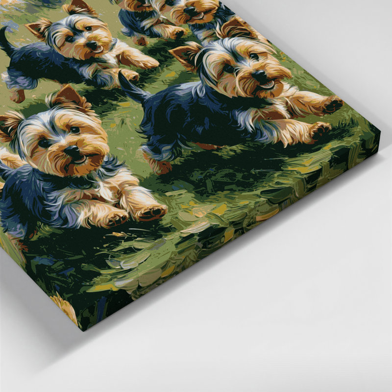 «Dogs Yorkshire Terrier», art mural sur toile brune, H 12 po x l 12 po