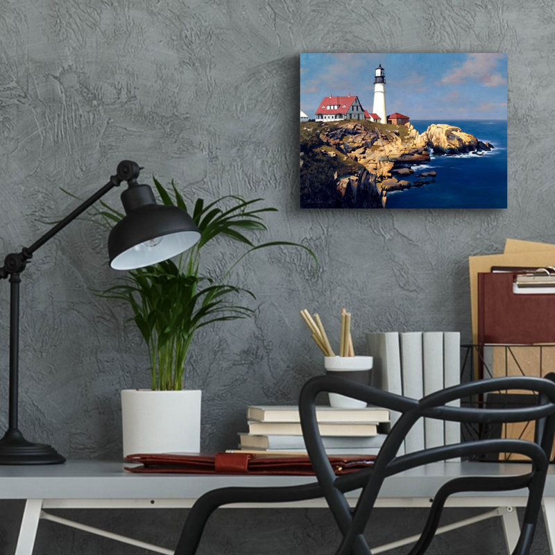 «Phare côtier» par Zhen-Huan Lu, H 12 po x l 16 po x P 0,13 po