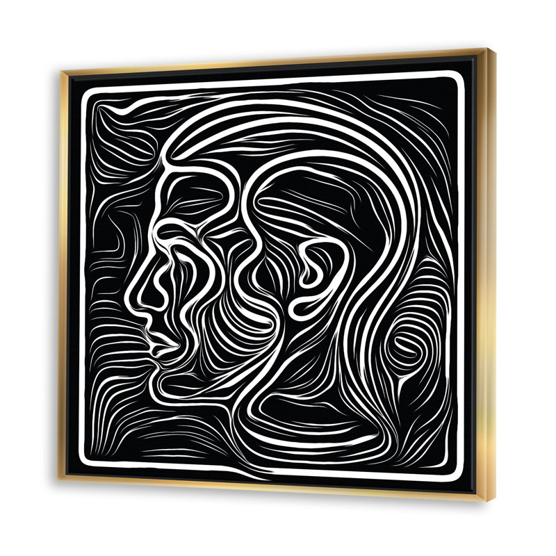 " Black And White Awareness Portrait II ", Gold Framed Canvas, 30'' H x 30'' W x 1'' D