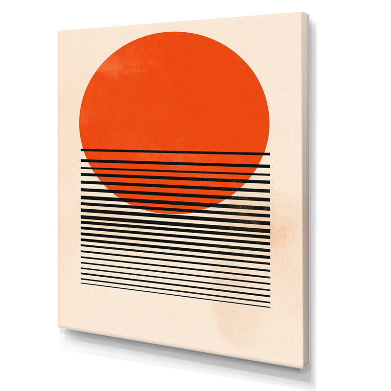 «Minimal Geometric Orange Bold Sunset II», reproduction sur toile, H 40 po x l 30 po, Toile tendue
