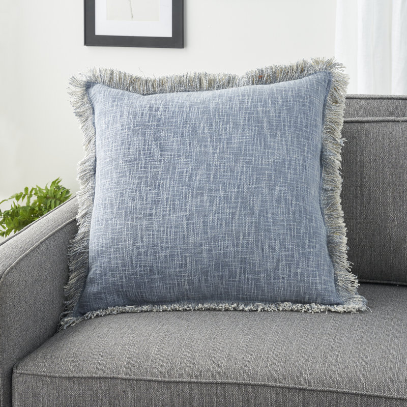 Ocean Blue Cotton Stonewash 22" Square Throw Pillow