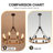 8 Lights Wooden Wagon Wheel Chandelier Natural Farmhouse, Black Metal Ceiling Pendant Light Industrial Vintage Rustic Round Wood Chandeliers For Living Dining Room Entryway Foyer, Bulbs Not Included