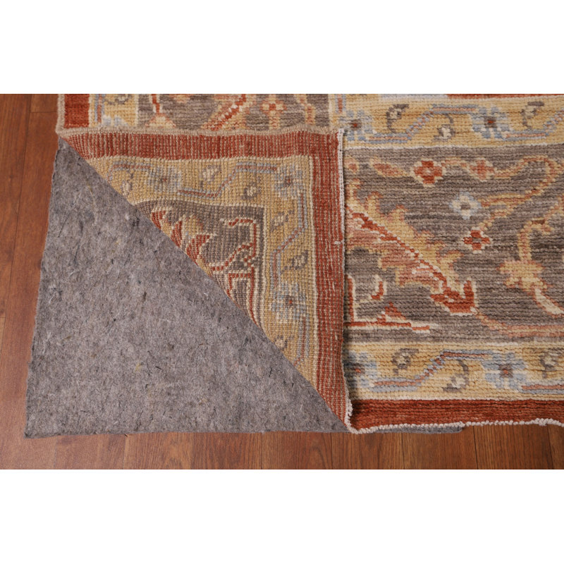 Orange Oushak Vegetable Dye Area Rug 12