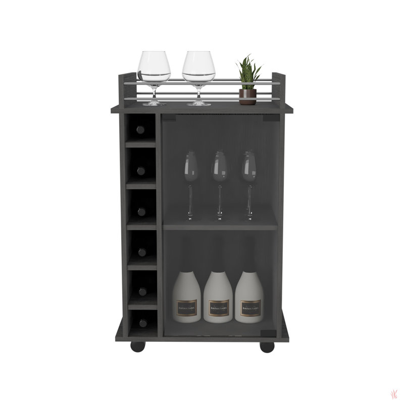 Chariot-bar à porte en verre Dukat, Gris