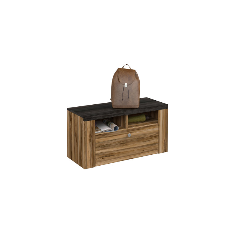 Joppatowne 6 Pair Shoe Storage Bench, Black/Light Oak