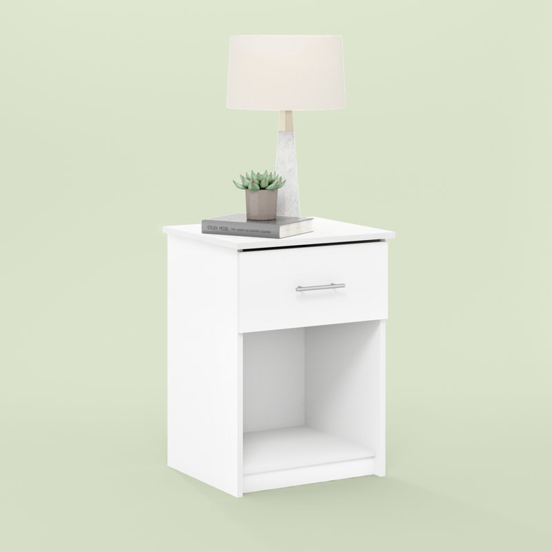 Table de chevet en bois manufacturé noir Crescenzo, Blanc, Individuel