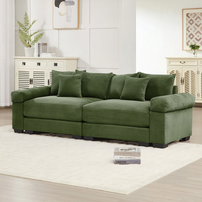 Coussin modulaire surdimensionné de 92 po avec accoudoirs extra larges en velours côtelé modulaire Cloud