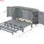 Lit escamotable double avec rangement dissimulé et motif tissé moderne, gris-258397020-258397021