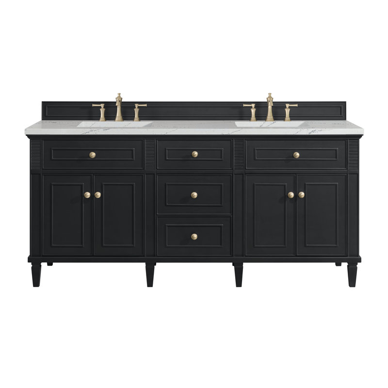 Lorelai 72" Double Vanity W/FreePower Wireless Charger, Ethereal Noctis, Black Onyx