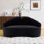 Canapé à deux places incurvé en chenille noire amovible, structure compressée, esthétique rétro minimaliste pour petits appartements, assise mi-ferme, mousse et ressorts, 4 places, largeur du tissu : 93 cm, style simple