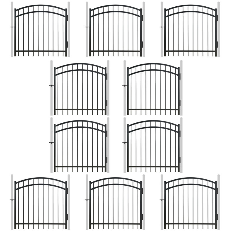 Barrière de clôture décorative arquée robuste H 4 pi x l 4 pi avec serrure de barrière, paquet de 10, H 4 pi x l 4 pi