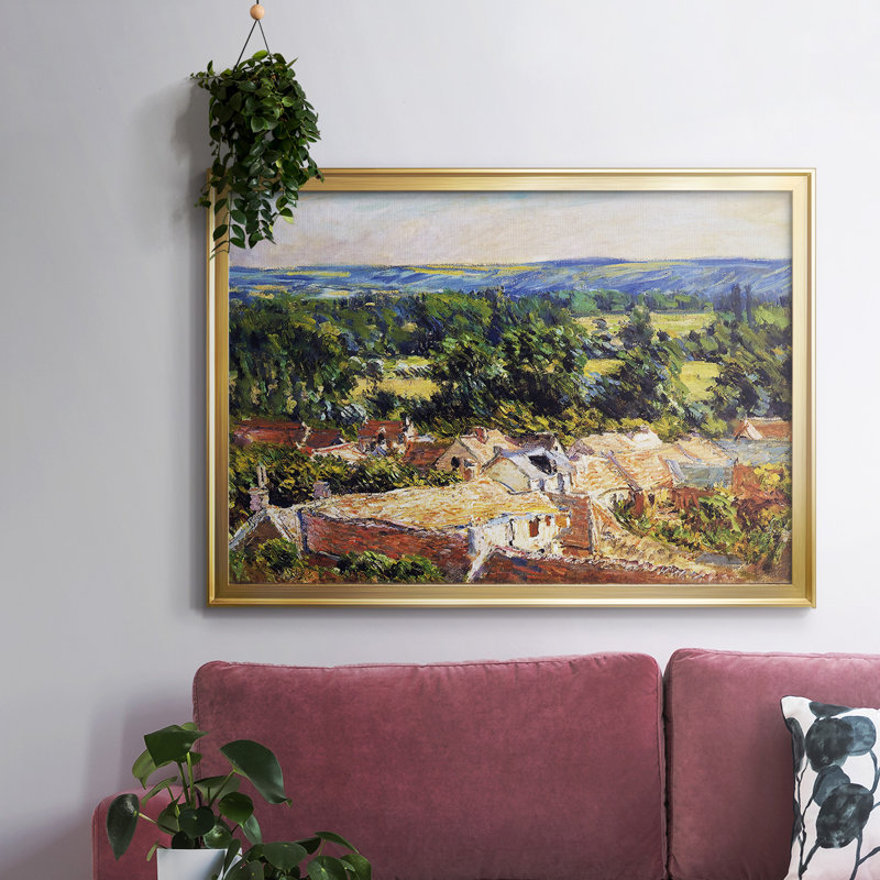 Vue sur le village de Giverny, 1886, reproduction sur toile encadrée, H 18 po x l 26 po x P 1,5 po, Or