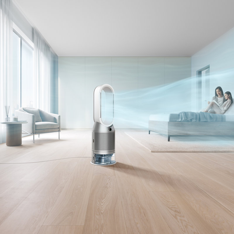 White and Silver Smart Air Purifier with HEPA Filter