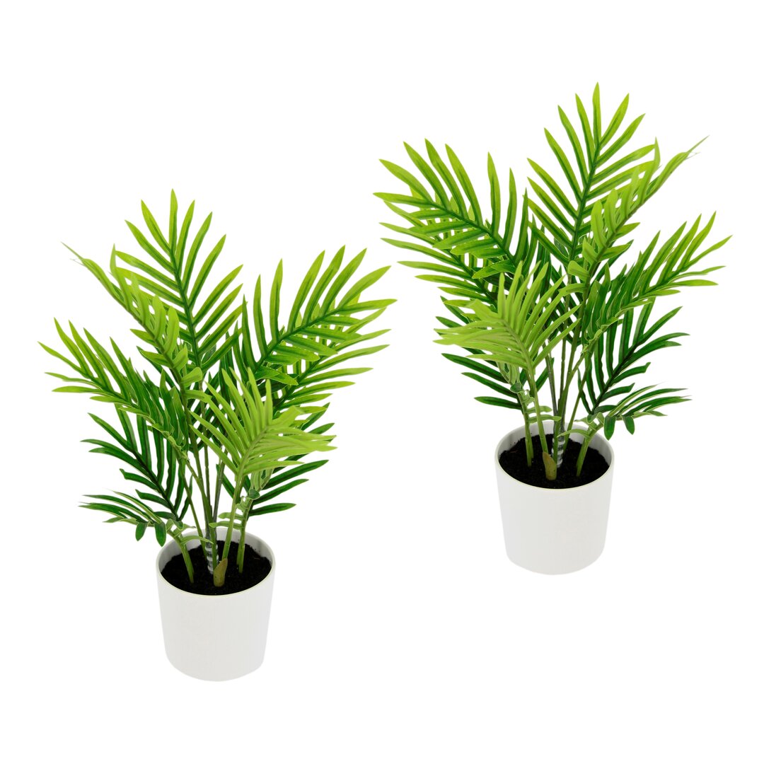 Phoenix Palme mit Kunststoff-Topf Tropische Kunstpflanze Areca in realistischem Design 2er Set