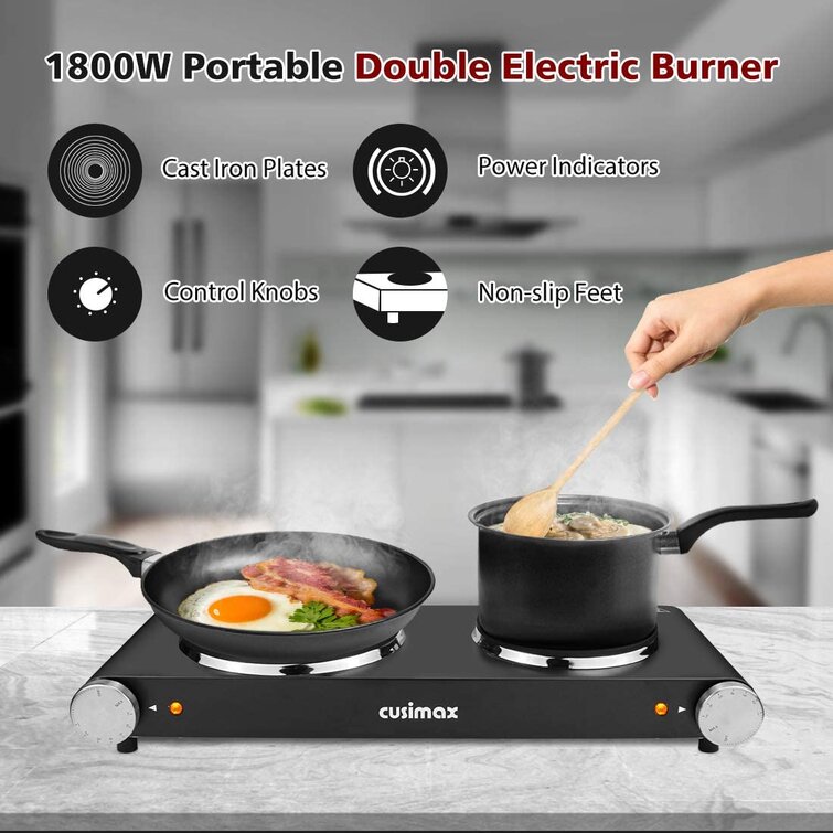 Cusimax Double Hot Plate For Cooking,stainless Steel Electric