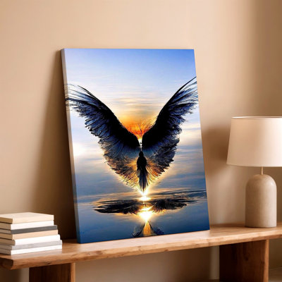 Angel Wings Watercolor Painting Spiritual Heavenly Neutral Home Decor Canvas Wall Art Print, Neutral Decorative Artwork For Living Room Bedroom Office, Hallway Gallery Wall Home Decor