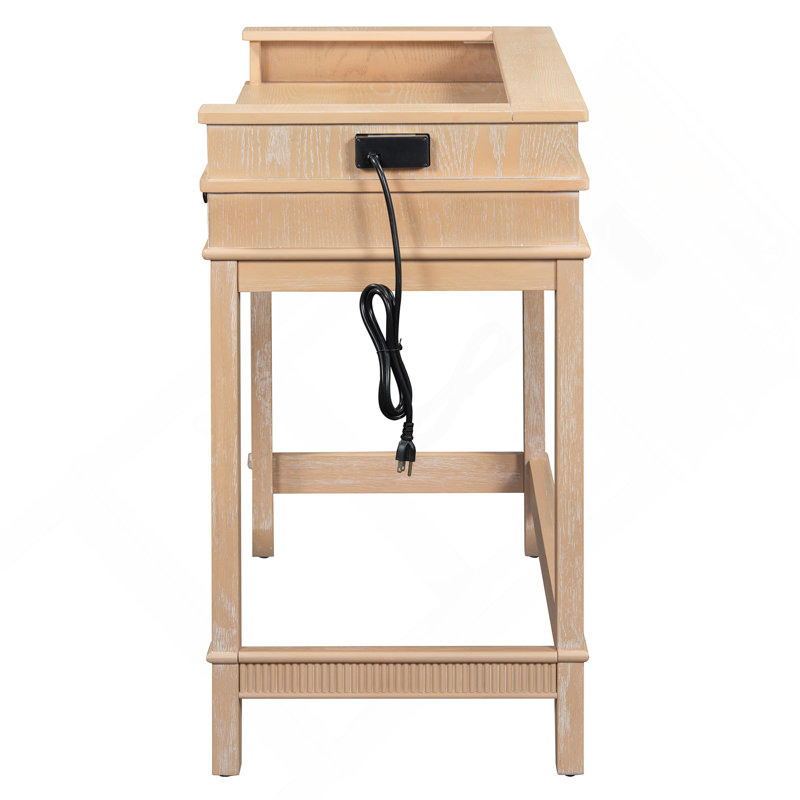 Ensemble de table de salle à manger 4 pièces pour 3 personnes, ensemble de table et chaises de cuisine rétro avec 3 tiroirs de rangement, idéal pour les petits espaces