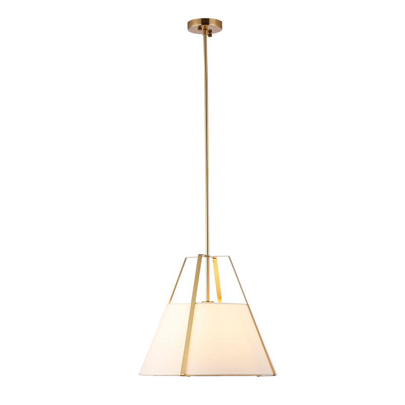 Ellrich Fabric Cone With Metal Chandelier Timeless Elegant Dining Room, Gold, 18"