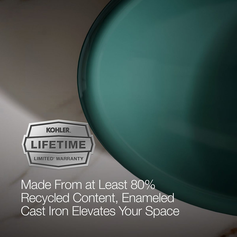 Iron Plains Metal Oval Vessel Bathroom Sink with Overflow, Teal
