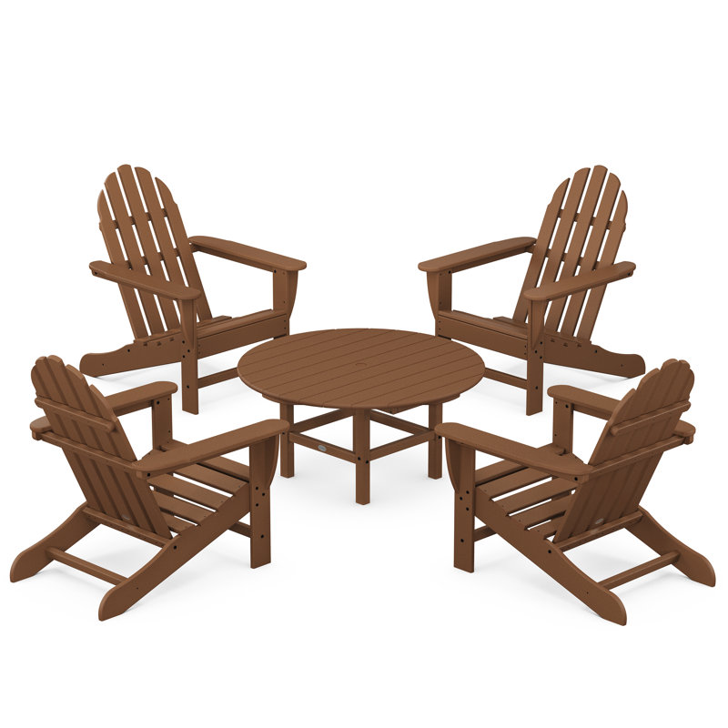 POLYWOOD Classic Adirondack Conversation Set, Teak