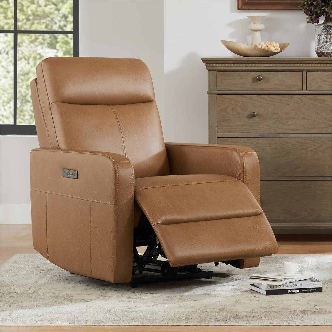 Leena 33" Genuine Leather Power Recliner, York Butternut Top Grain Genuine Leather