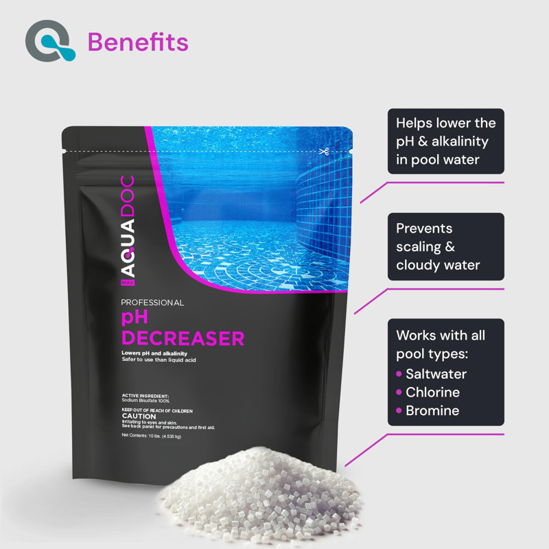 MAV AquaDoc pH Down pour piscine - 10 lb - Baisse de bisisate de soude pour la piscine et alcalinité - Dissolvant facile pour produits chimiques pour piscine sèche fabriqué aux États-Unis