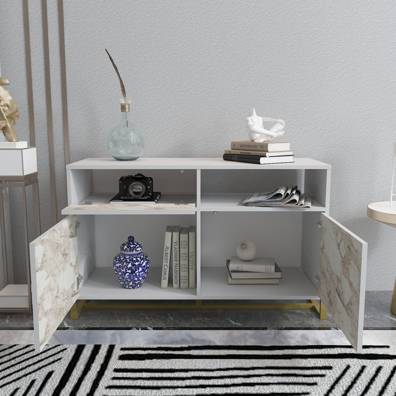 Nenzel 120cm W Sideboard, White Marble Effect