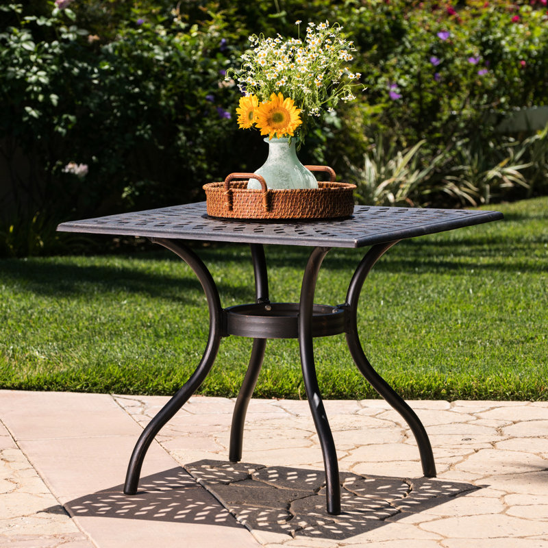 Rust - Table de patio carrée 37 po - Aluminium, léger, plateau en cuivre lustré