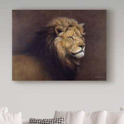 'Lion Male' Acrylic Painting Print on Wrapped Canvas